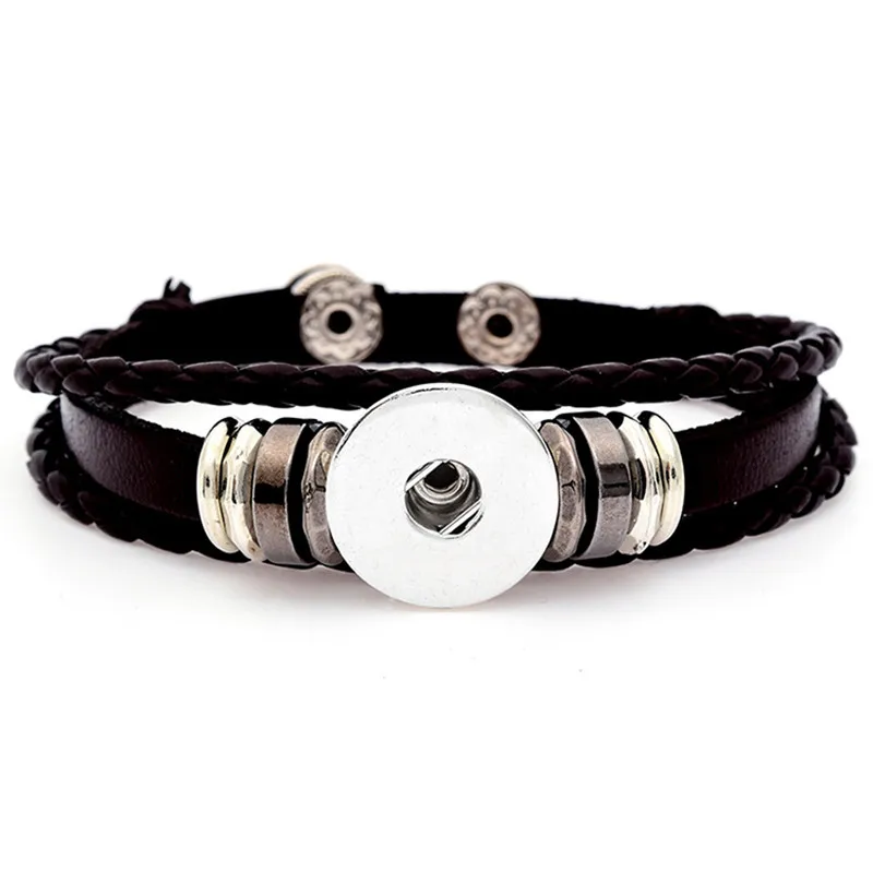 

Fashion Noosa Leather Bracelets 13 Colors Stainless Steel Bangles Fit 18mm Snap Buttons for Women Men DIY Jewelry Making Gift