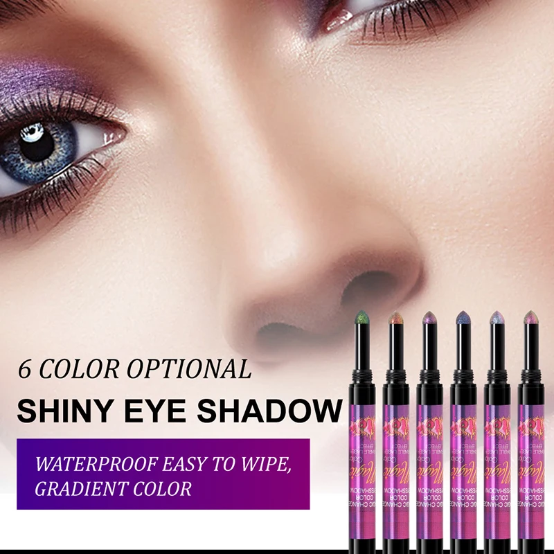 

Gradient Glitter Eye Shadow Stick Waterproof Easy Shadow Pen Fast Makeup Cosmetics for Women Modification 6 Colors ZGOOD