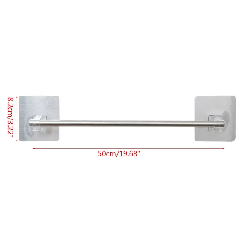 

X7AB Stainless Steel Bath Towel Holder Self Adhesive Wall Mounted Hanger Towel Rack Single Rod Organiser for Home Kitchen