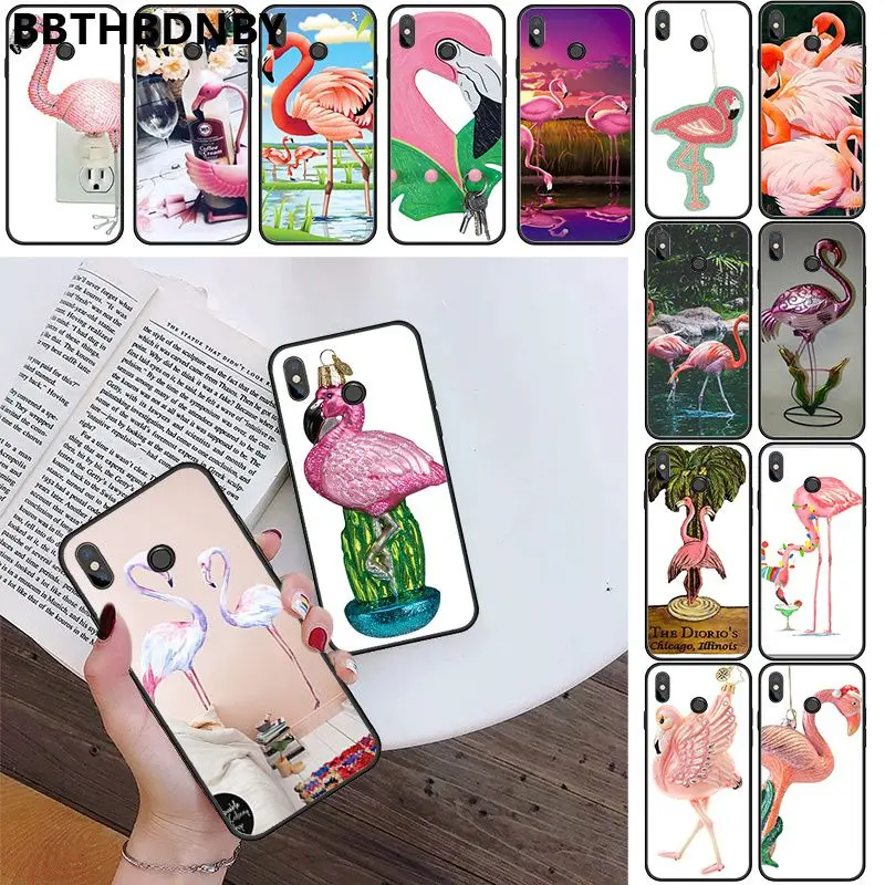 Чехол для телефона Фламинго перо умный чехол черный мягкий Xiaomi 8 9 se Redmi 6 6pro 6A 4X7 note 5