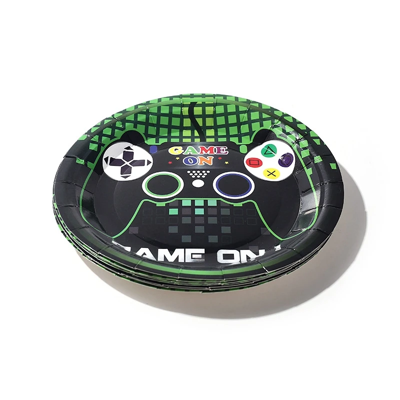 

114 PCS Video Game Party Supplies-Gamer Birthday Party Supplies Including Plates,Cups,Napkins and Happy Birthday Banner