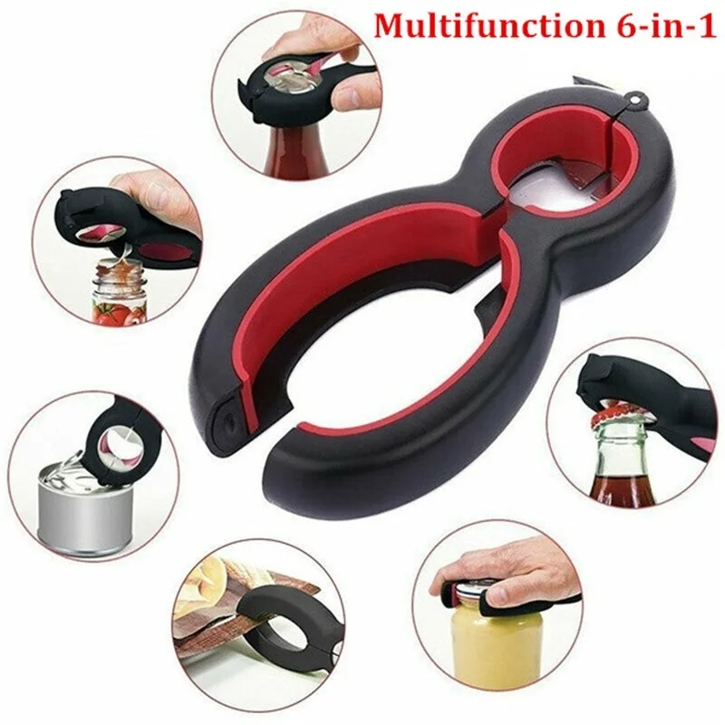 

1pc Multifunction premium 6-in-1 jar can bottle cap opener lid twist off kitchen