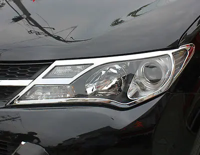 

ABS Chrome Front Head Light Lamp Cover Trim 2pcs For TOYOTA RAV4 2013 2014 2015