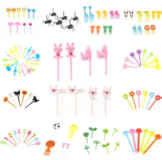 

2-24pcs Mini Kids Animal Farm Fruit Fork Cartoon Snack Cake Dessert Food Fruit Toothpick Lunch Party Decoration Random Color