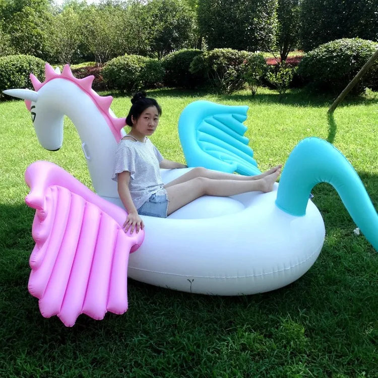 

250CM Giant Colorful Unicorn Pool Float Inflatable Colored Pegasus Float Air Mattress Ride-on Swimming Ring Party Fun Water Toys