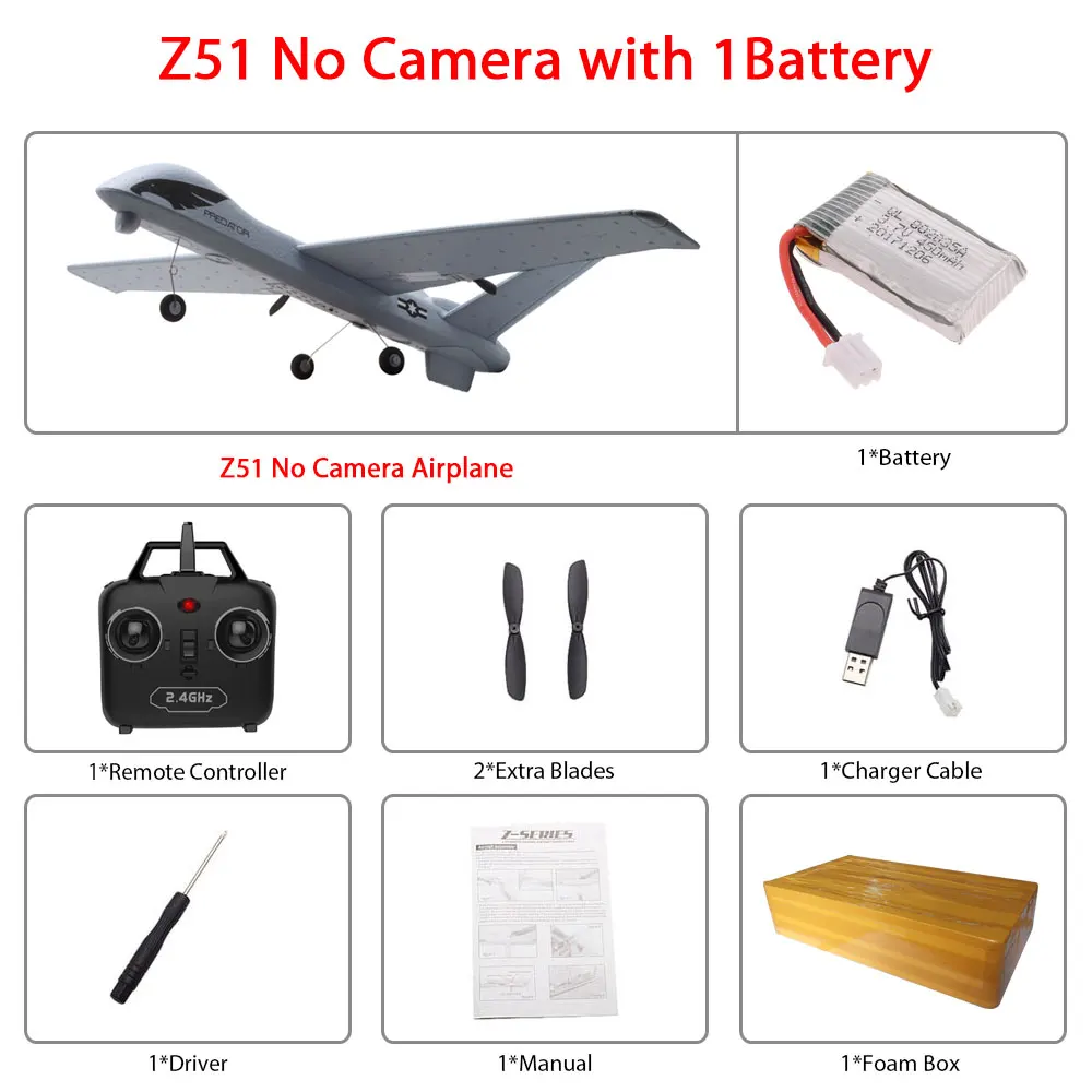Z51 1B foam box Радиоуправляемый самолет Z51 из ЕПП-пены с HD камерой 2 Мп или без камеры, 20 минут в полете - Цвет: Z51 1B foam box