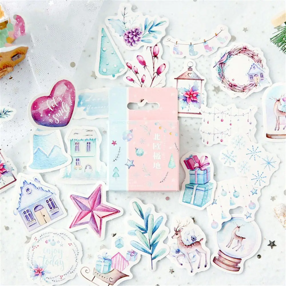 46pcs Winter European Paper Sticker Kawaii Stationery DIY Scrapbooking Dairy Album Decorations Packging Label sealing