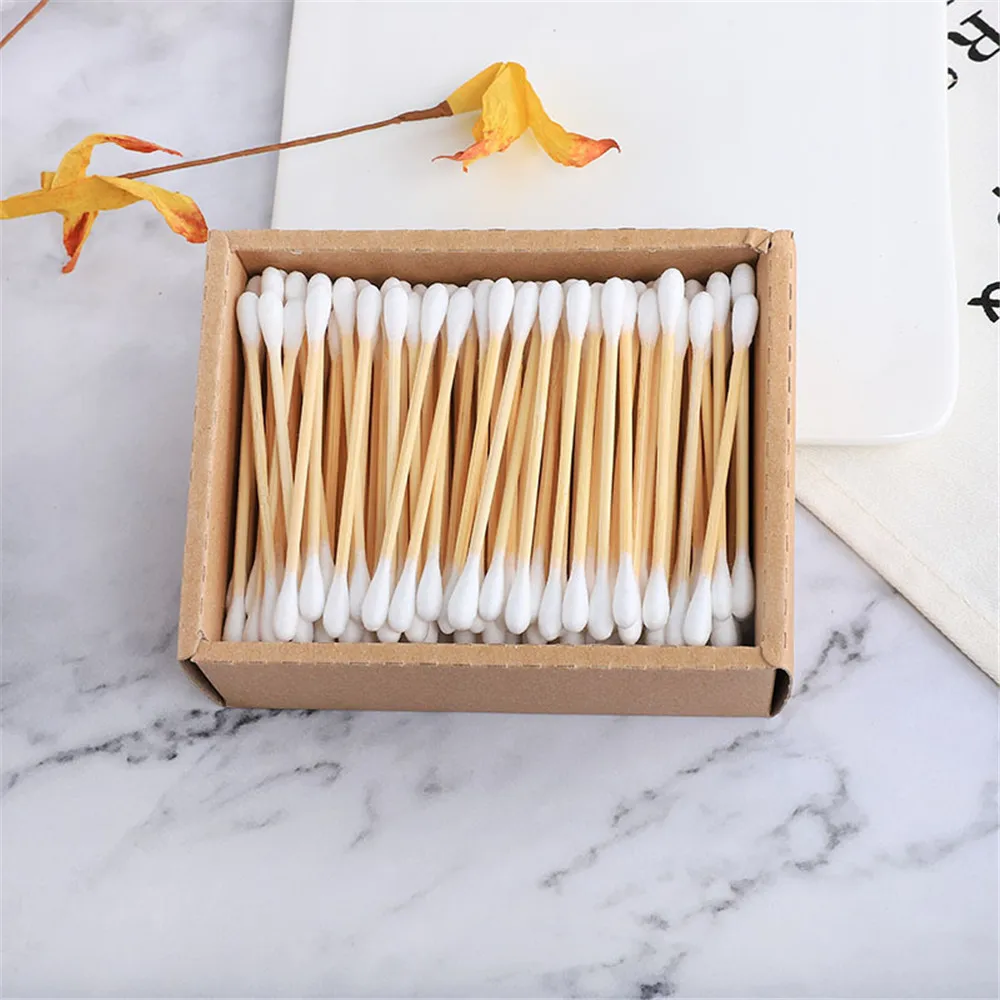 200pcs/box Double Head Cotton Swab Bamboo Sticks Cotton Swab Disposable Buds Cotton For Beauty Makeup Nose Ears Cleaning Tools