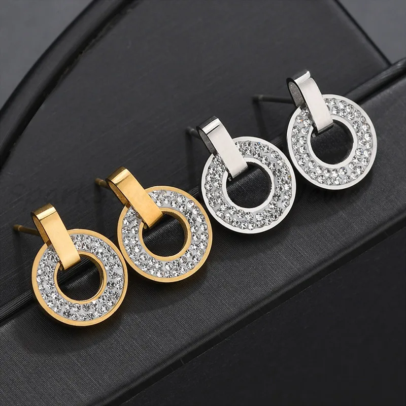 Spark изысканные циркониевые серьги-гвоздики из нержавеющей стали круглые для