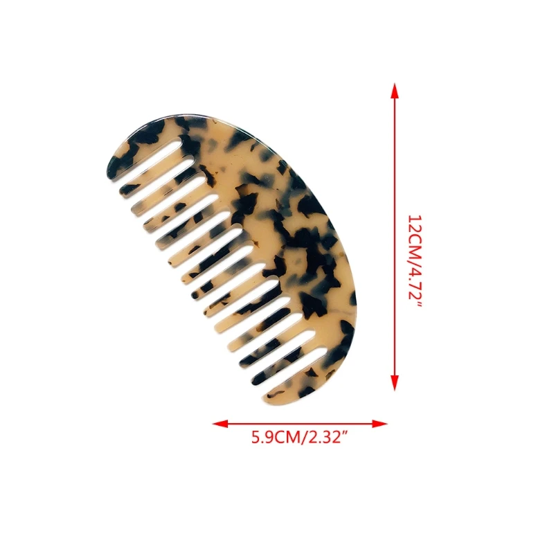 

French Wide Tooth Pocket Hair Comb Marble Leopard Pattern Acetate Anti-Static Detangling Hairbrush Hairdressing Tool