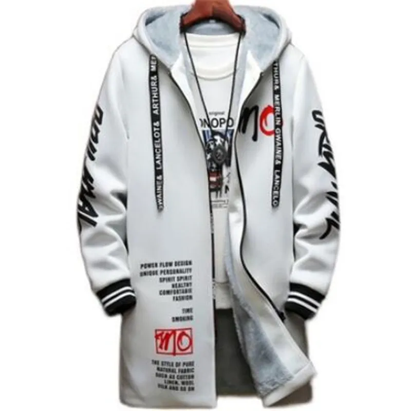 Тренч Мужской приталенный с капюшоном стильное пальто надписью уличная одежда в