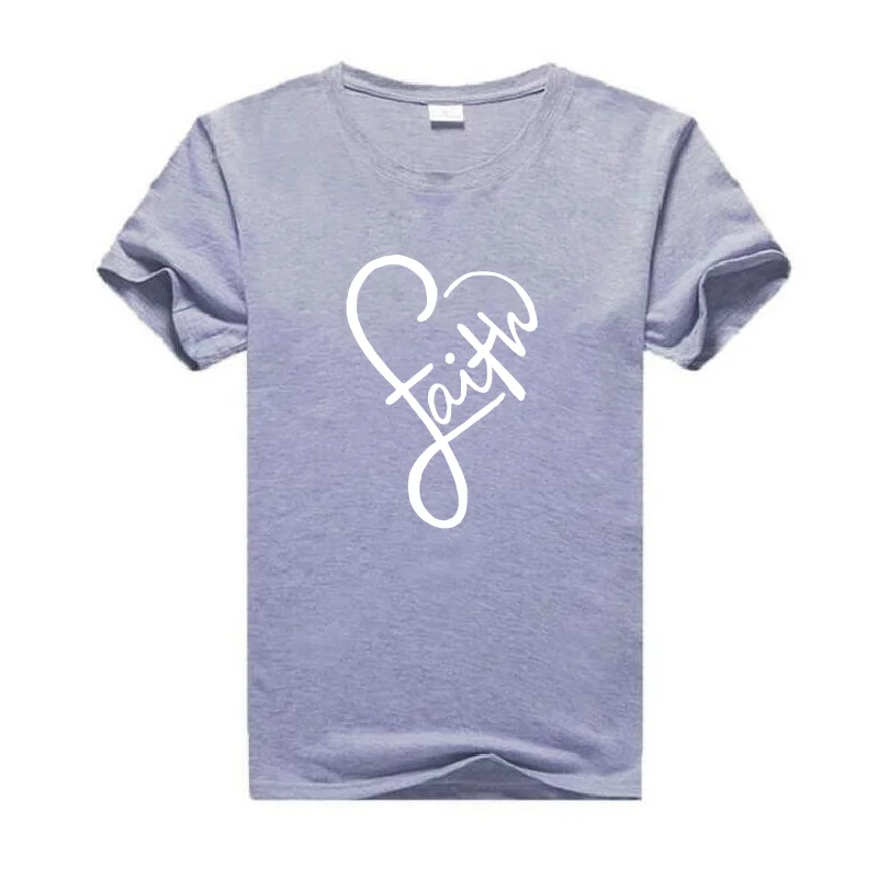 Футболка с принтом Faith женские топы повседневные Харадзюку хлопок коротким