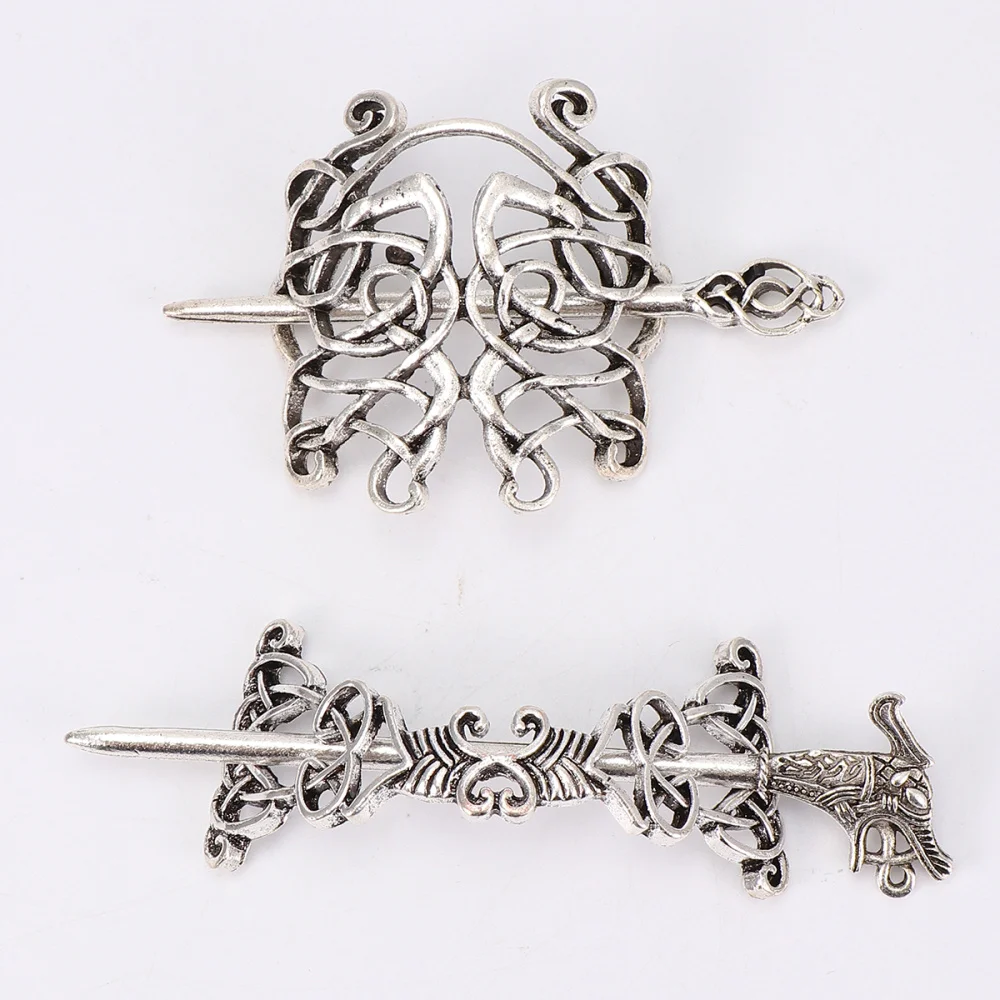 

2pcs Ethnic Hairpin Vintage Alloy Hair Clip Antique Hairpin Decorative Hair Ornaments (Silver)