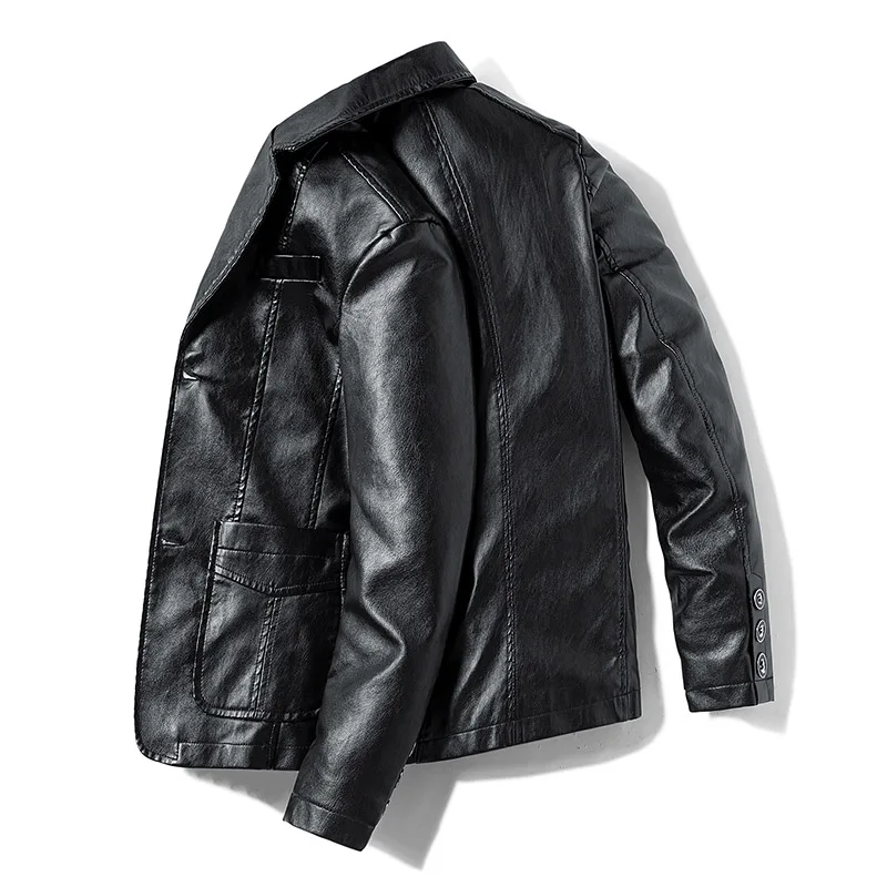 

Autumn New Men's PU Leather Jackets Black Yellow Slim Fit Single Breasted Motorcycle Biker Leather Jacket Coats Asian Size M-3XL