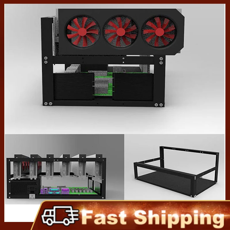 

Stock available Steel Open Air Miner Mining Frame Rig Case Up to 6 GPU for Crypto Coin Currency Mining New 50x28.5x22.5cm