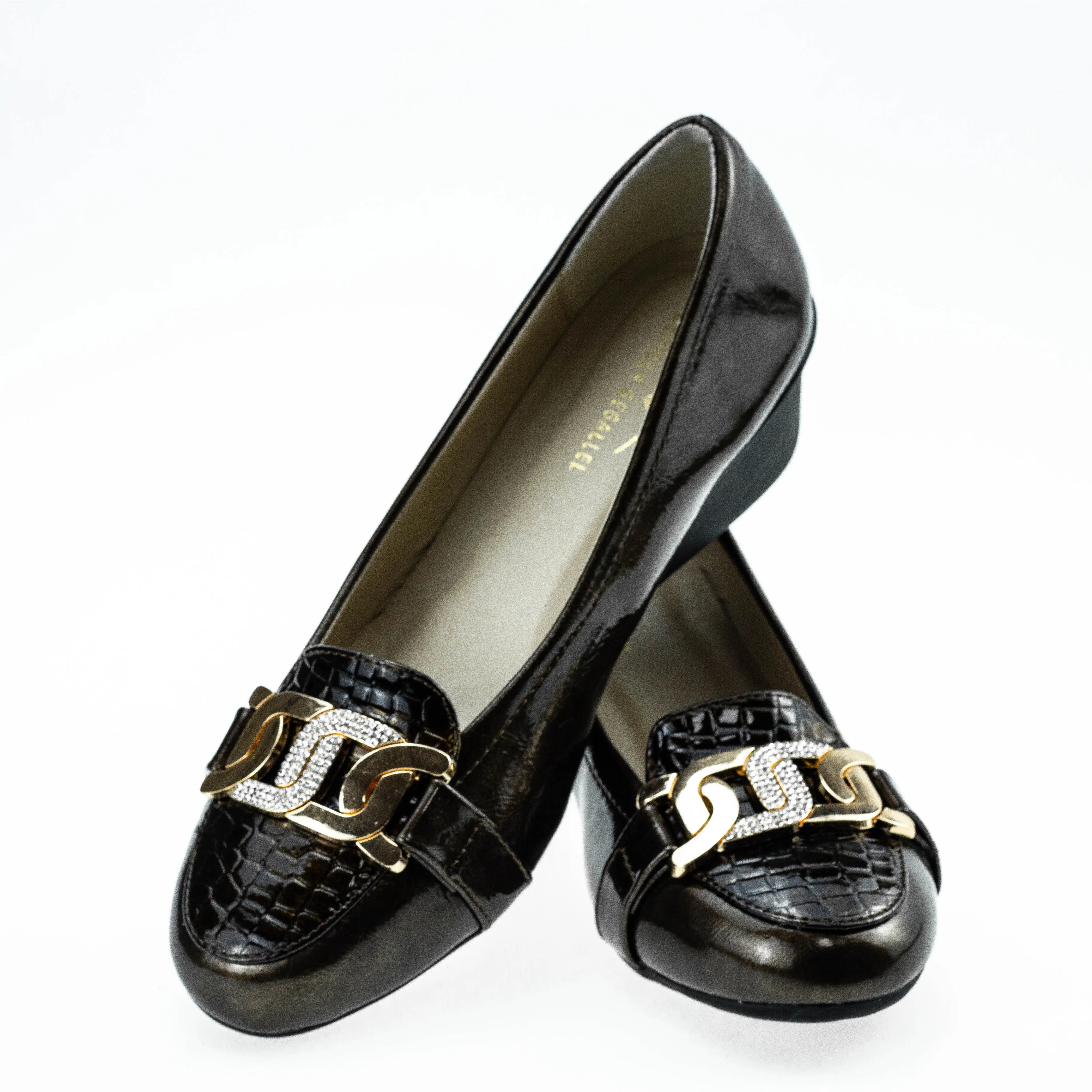 New Arrivals Girls Chain Fashion Women Loafers Slip on Ballet Shoes 9087-5 Classic Wedge Heel ChicLeather Ballet Shoes for Lady