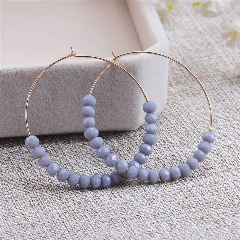 Цветные стеклянные хрустальные бусины ручной работы серьги-кольца для женщин