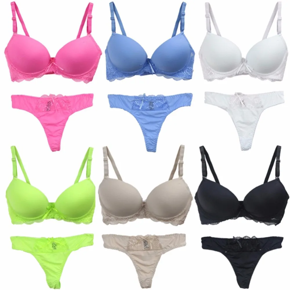 Комплект женского кружевного нижнего белья с чашками пуш ап|Комплекты белья| |