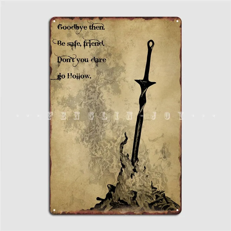 

Hollow Bonfire Dark Souls Poster Metal Plaque Kitchen Wall Decor Cinema Living Room Designing Tin sign Poster