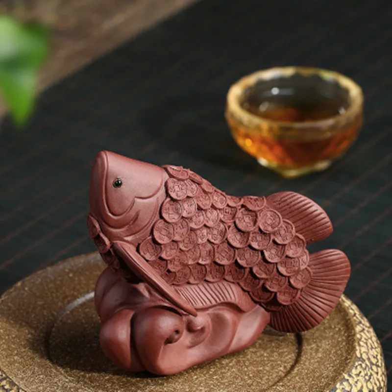 Новинка из фиолетовой глины благоприятный рыбы Чай Pet китайский чайный набор