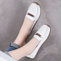 womens single shoes genuine leather womens shoes large size beans womens shoes cow tendon flat bottom casual moms shoes
