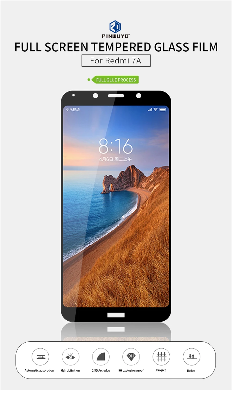 Закаленное стекло для Xiaomi Redmi 7A Полное покрытие экрана Защитное стекло для экрана полное защитное для Redmi 7A Vidrio templado