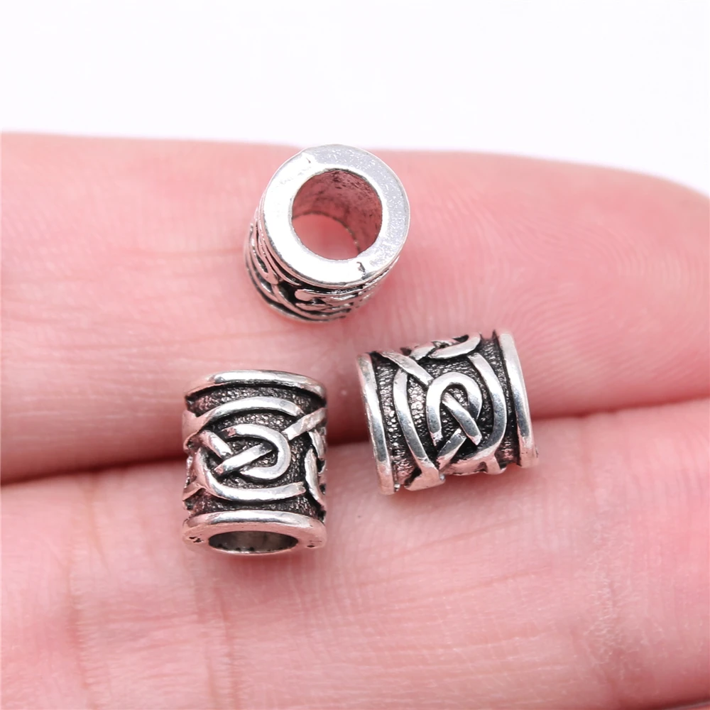 

WYSIWYG 20pcs 9x8x8mm Big Hole Spacer Beads For Jewelry Making DIY Bracelet Making Antique Silver Color