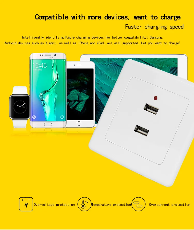 Bcsongben 2/3/4/6 Ports USB Wall Socket Charger Power Adapter Plug Outlet Grounded Electric Wall Charger Adapter Charging