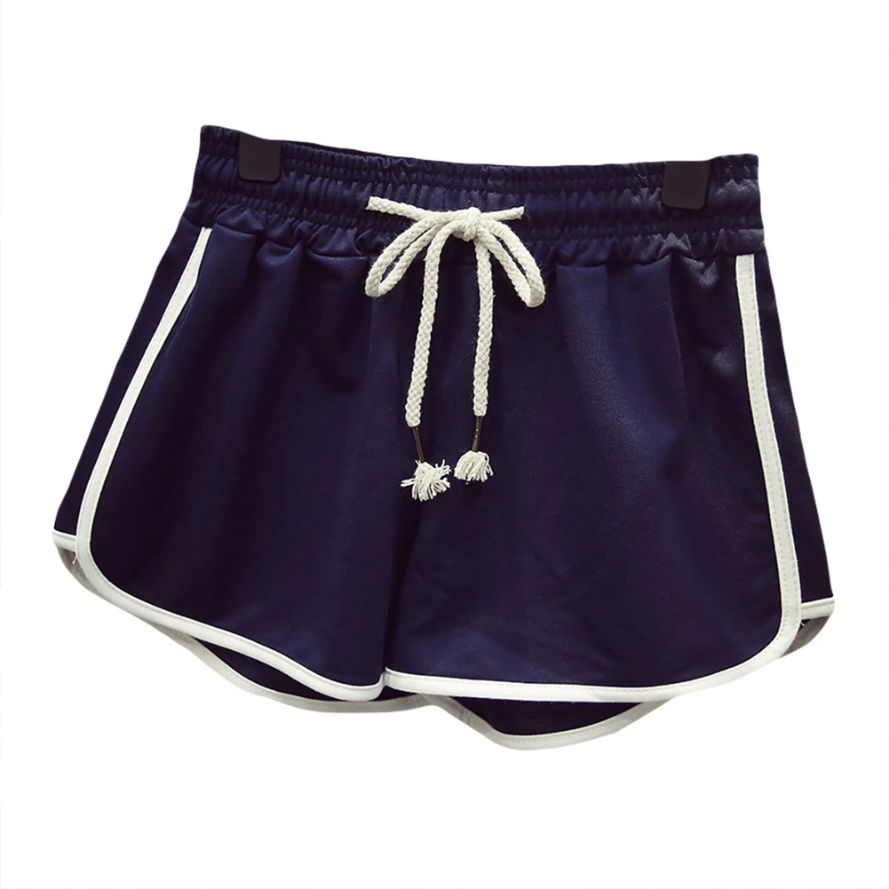 Женские эластичные шорты с высокой талией свободные спортивные завязками для