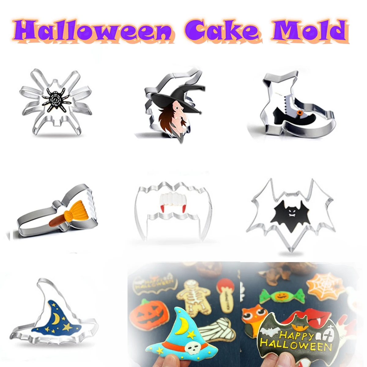 Набор для вырезания печенья на Хэллоуин тыква ведьма шляпа искусственный паук