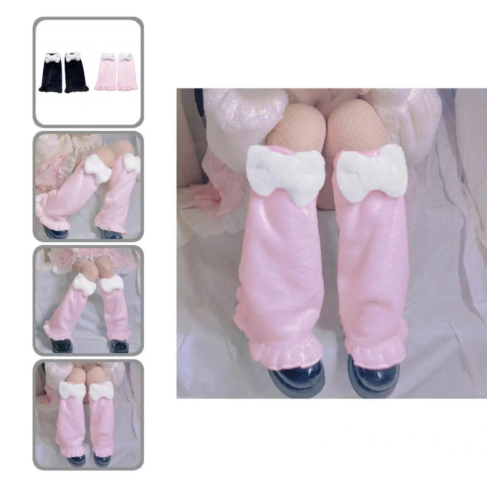 

Elastic 1 Pair Sweet Fuzzy Cartoon Cosplay Leg Socks Student Plush Leg Warmers Thick for Office