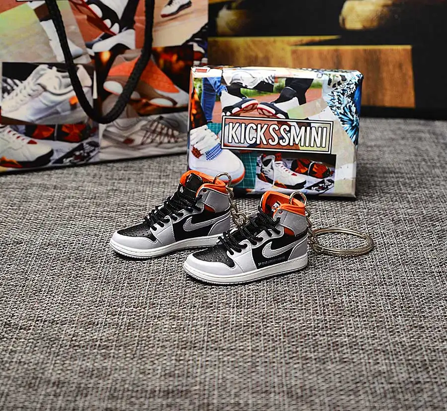 a pair w metal ring Персональный DIY Jordan Generation AIR JORDAN 1 chicago 3D кроссовок фигурный брелок сумка Подвеска парный брелок - Цвет: a pair w metal ring