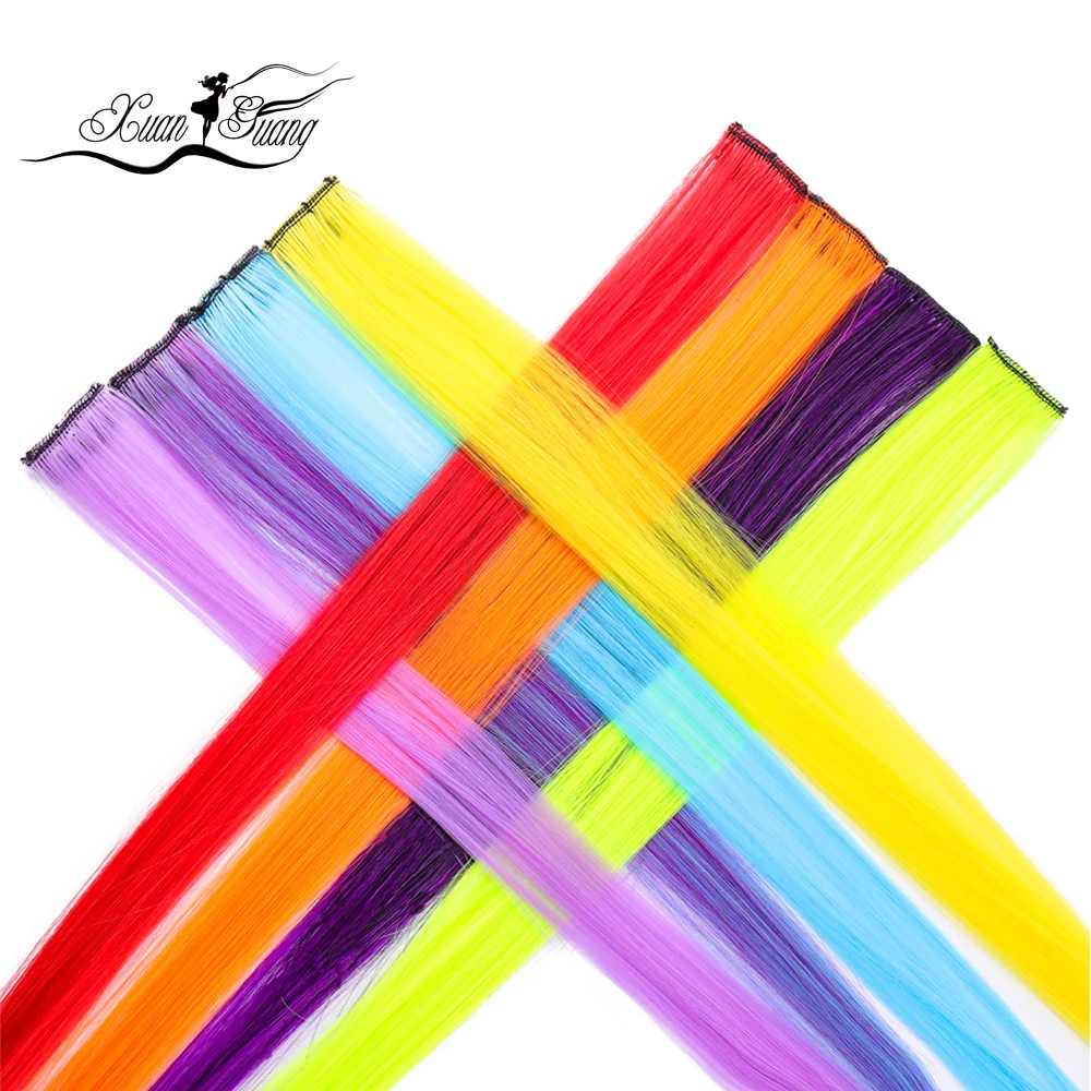 Наращивание волос в цветной полоску 22 дюйма Удлиненные Прямые волосы с Омбре 8