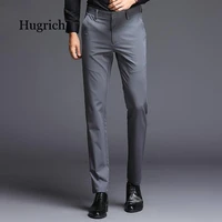 2020 fashions slim fit formal trousers mens autumn winter high quality brand business casual black blue stretch long pants men
