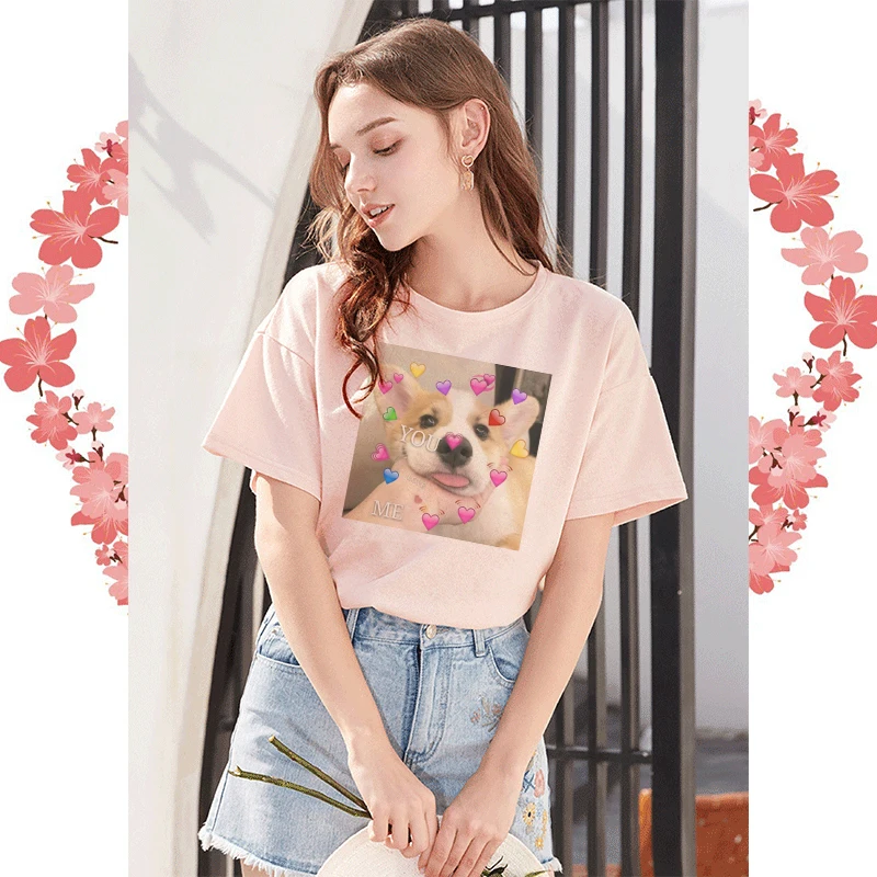 Корейская летняя Милая футболка Ulzzang с принтом кота любит животных и собак топы
