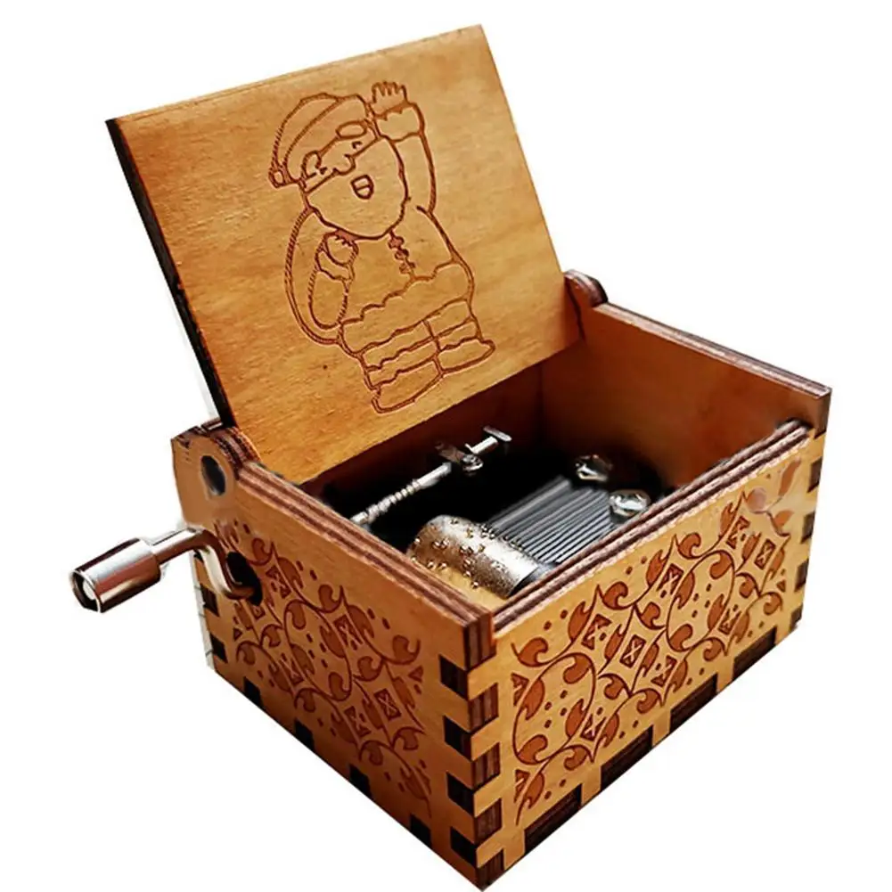 Классическая деревянная музыкальная шкатулка Санта Клауса с ручками для