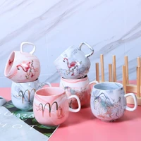 flamingo coffee mugs breakfast milk cup ceramic mug travel cup 7085mm 300ml office cup