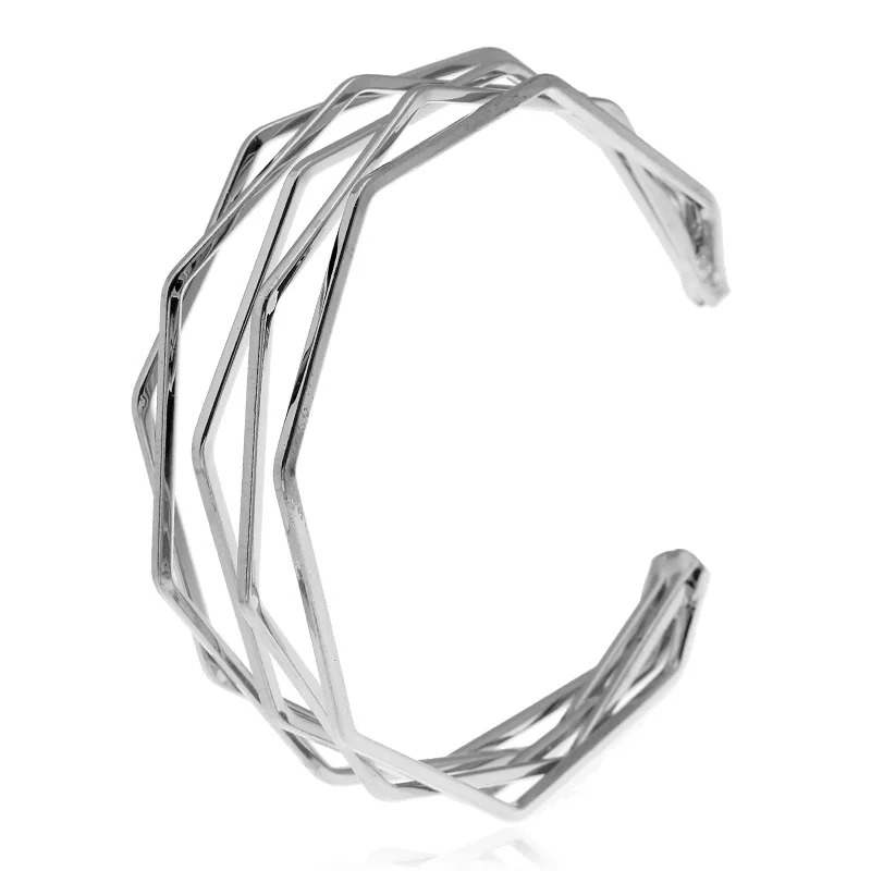 Модный Регулируемый Открытый браслет с подвесками геометрические многоугольные