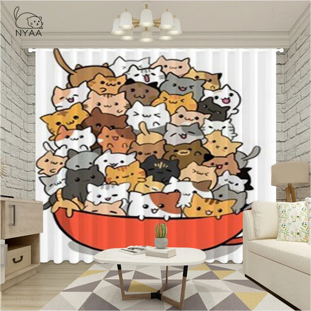 Занавески с изображением милого кота для гостиной занавески животных спальни