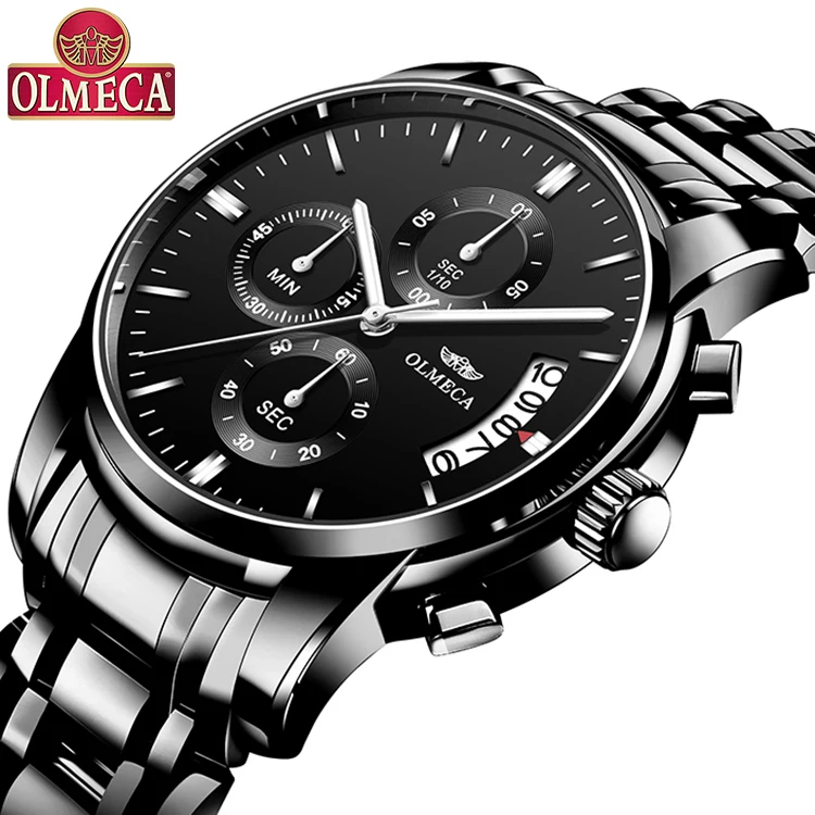 OLMECA Relogio Masculino мужские часы Роскошные спортивные часы 3ATM водонепроницаемые часы с хронографом наручные часы из нержавеющей стали ремешок Saat