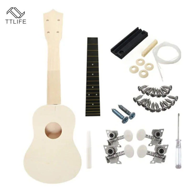 TTLIFE Гавайская гитара 23 дюймов миниатюрная укулеле-сопрано фирмы Сделай Сам набор