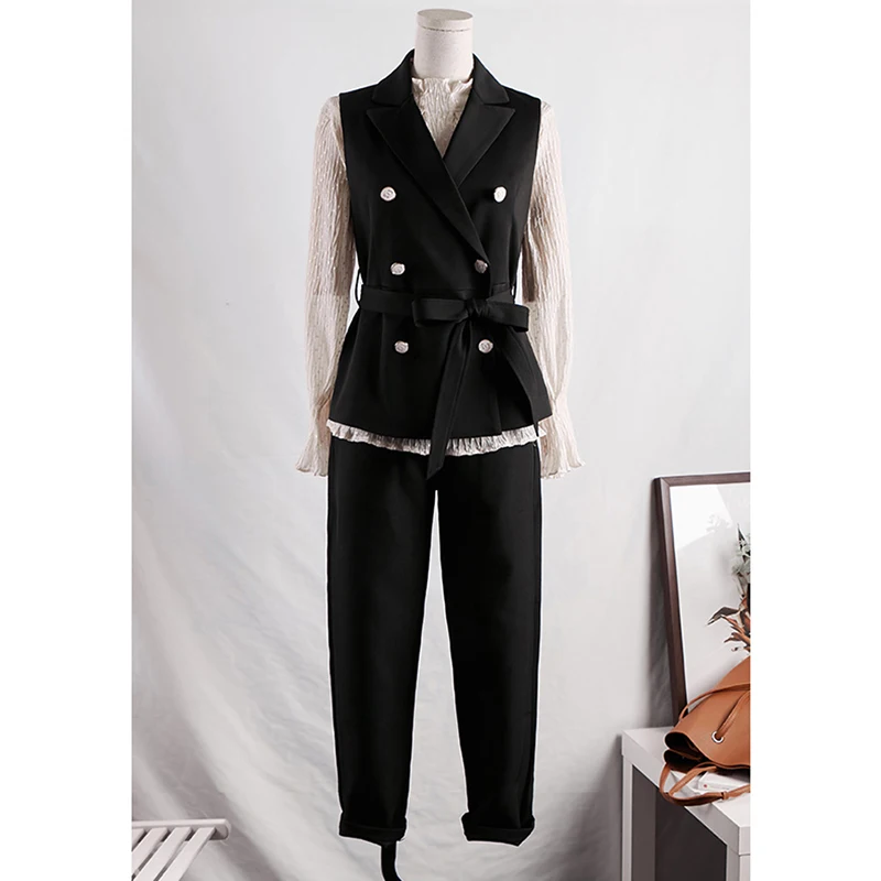 

Women Short Vest Spring Autumn Office Lady Waistcoat Blazer Sleeveless Lady Vest Coat L9501011