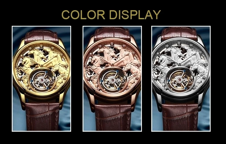 Индивидуальные мужские наручные часы высокого класса Tourbillon 24K золотые мужские водонепроницаемые часы автоматические механические часы