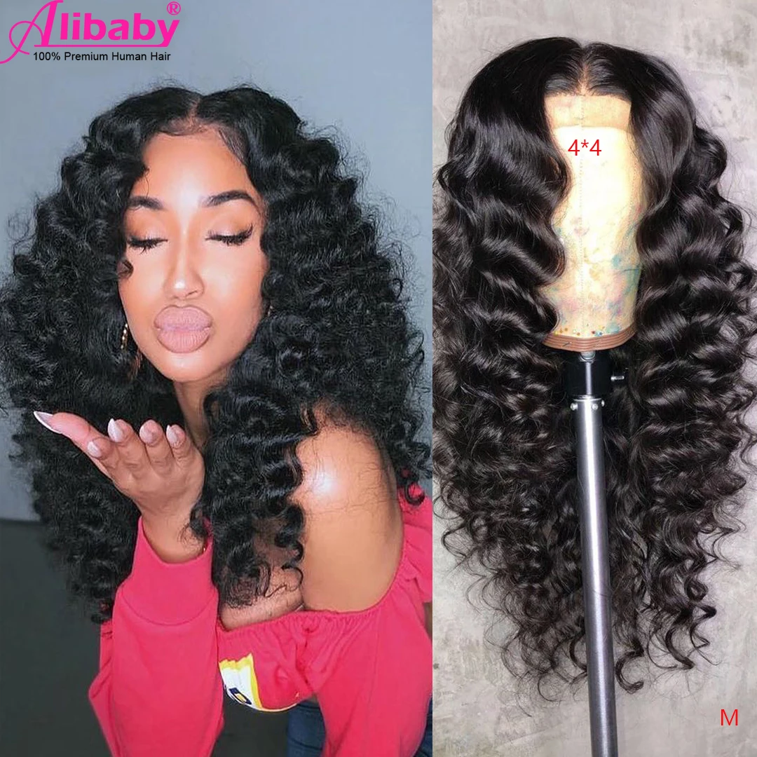 28 30 дюймов свободная волна Закрытие парик Синтетические волосы на кружеве