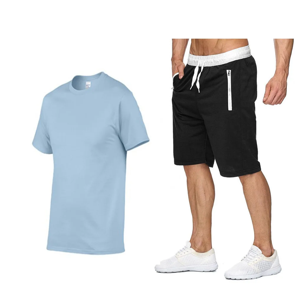 

2021 popular new cotton men's T-shirt + Sports Shorts Set summer high quality cotton T-shirt sports running set