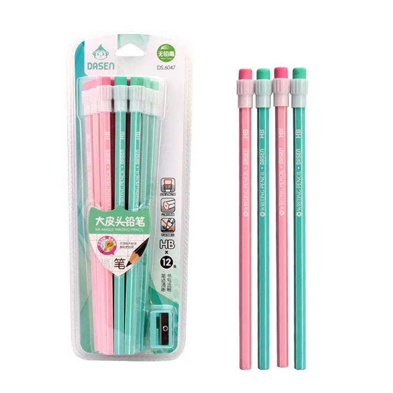 

12/10 pcs wooden pencil cute Macaron color pencils with Eraser Drawing Stationery Student School Office Supplies for Kids Gift