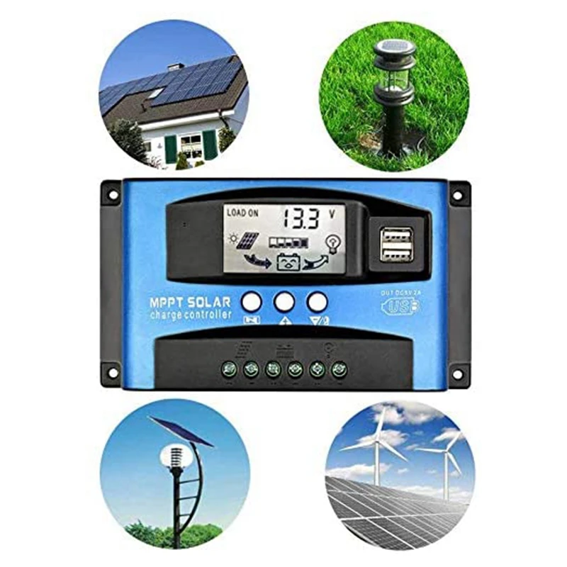 

MPPT 12V/24V Auto Focus Tracking Solar Panel Regulator Dual USB Port Charge Controller