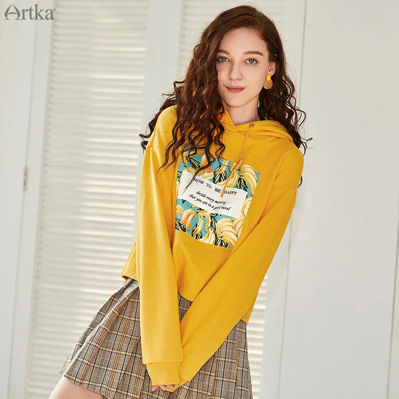 Худи женское осеннее с круглым вырезом и мультяшным принтом | Женская одежда