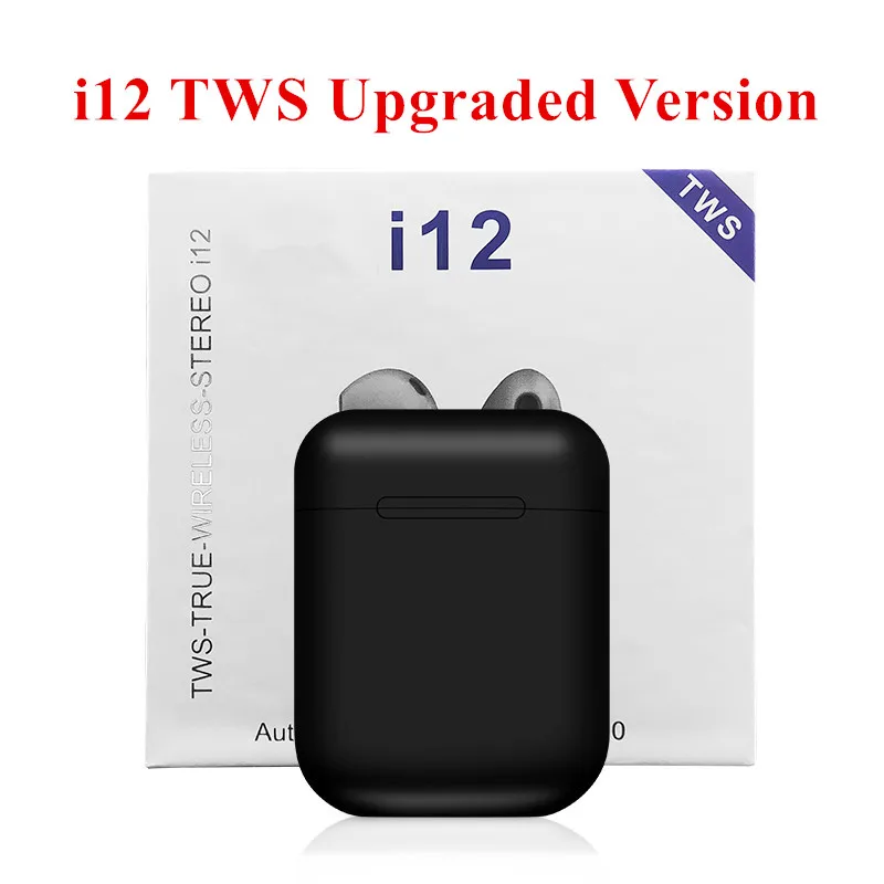 AMTERBEST I12 Tws всплывающие bluetooth-наушники Беспроводные наушники с сенсорным управлением гарнитура с зарядным устройством Pk I20 I10 I30 I60 I200 Tws - Цвет: i12 Upgraded Black