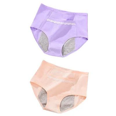 Кораллово-Красный 2pcs/Set Cotton Physiological Period Leak Proof Menstrual Panties Breathable Seamless Soft High Quality Women Underwear Breifs - Цвет: Кораллово-Красный